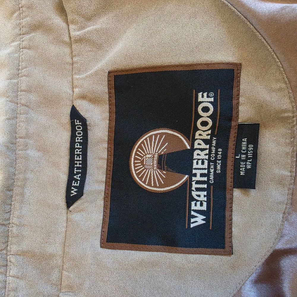 Weatherproof Mens Tan Microfiber Faux Suede Full Zip Bomber Jacket Large - Picture 13 of 16